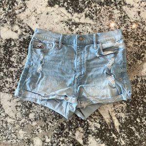 High Waisted Distressed Hollister Jean Shorts